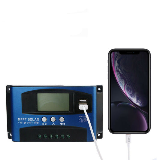 100A MPPT Solar Charge Controller 12V/24V Auto Detect Regulator with Dual USB Ports