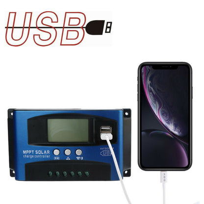100A MPPT Solar Charge Controller 12V/24V Auto Detect Regulator with Dual USB Ports