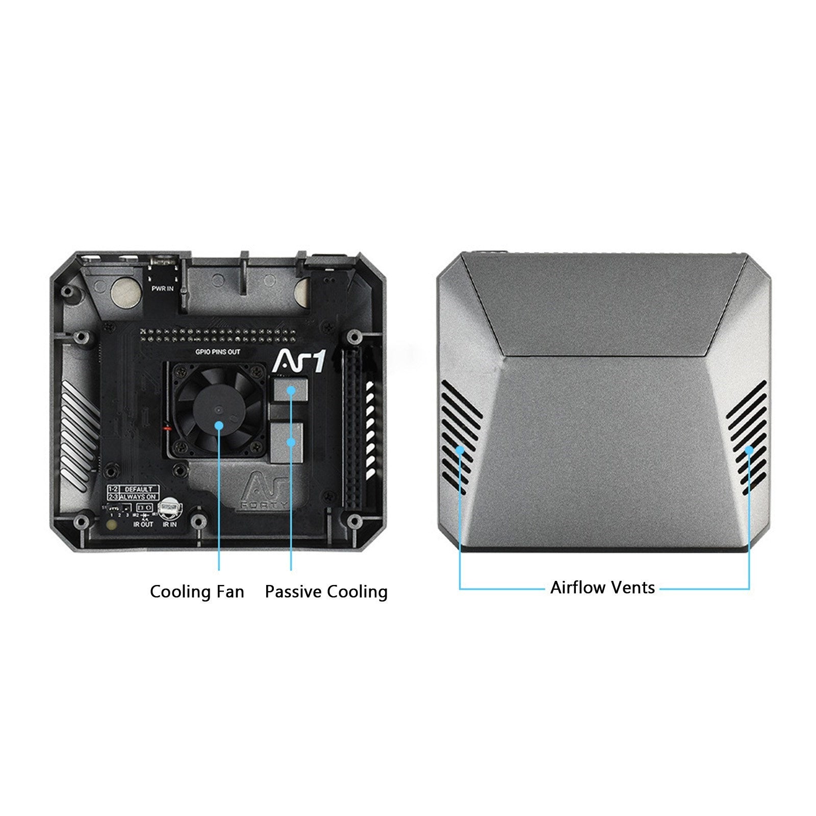 2021 Aluminum Case Shell Multifunction Cover For Raspberry Pi 4 Model B With Fan