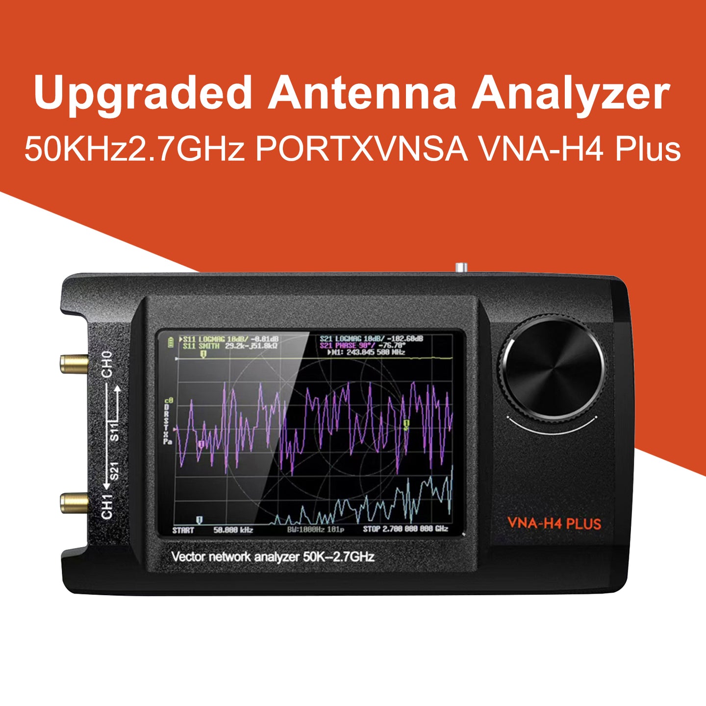 NanoVNA-H4 4" LCD 50KHz~2.7GHz VNA HF VHF UHF UV Vector Network Analyzer
