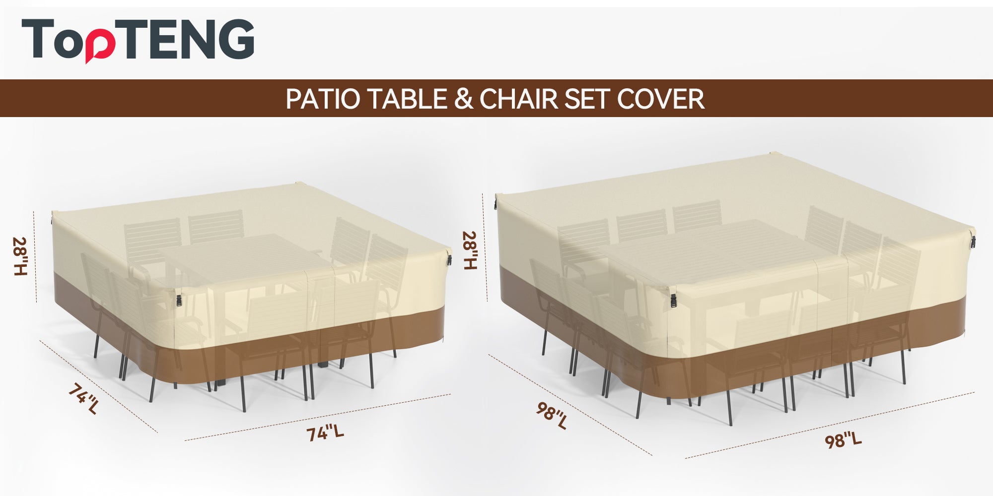 420D Waterproof Square Patio Furniture Cover – Outdoor Table & Chair Protection 249x249x71cm