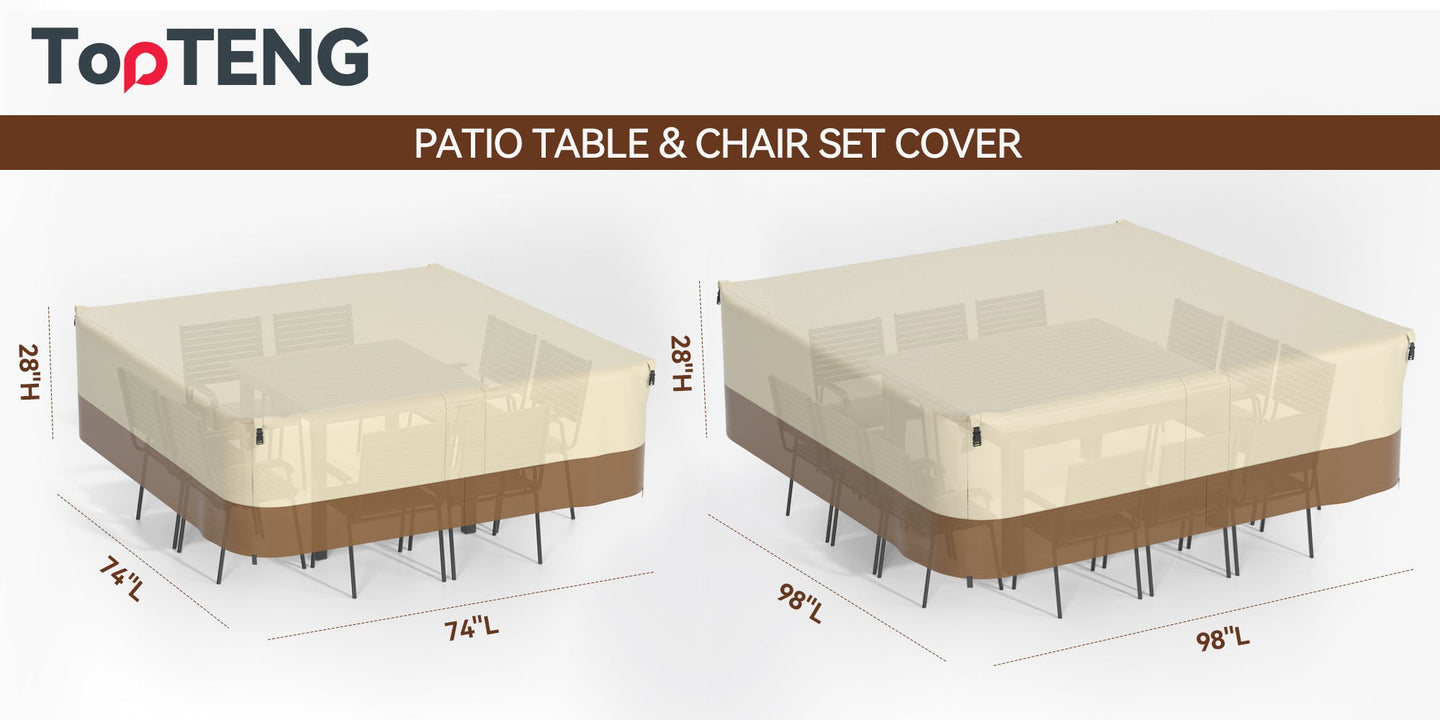 420D Waterproof Square Patio Furniture Cover – Outdoor Table & Chair Protection 249x249x71cm
