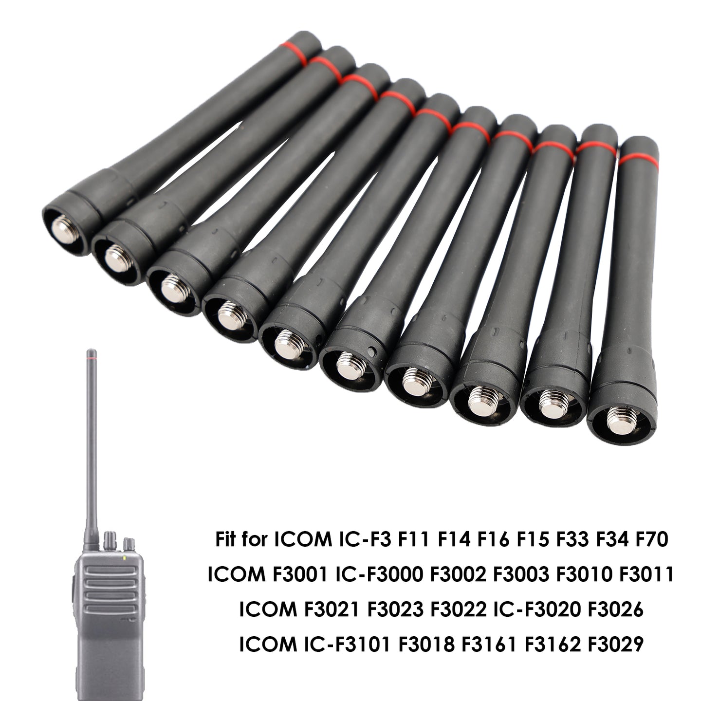 10x 450-570MHz UHF Car Radio Short Antenna for ICOM F3001 IC-F3000 F3002 F3003
