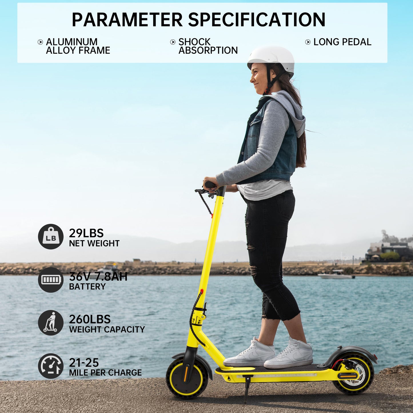 8.5" Folding Electric Scooter With app 350W 35KM Range 30km/h City Commute Yellow (Copy)