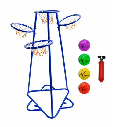 Early Learning 4 Hoop Kid Basketball Hoop Indoor/Outdoor Preschool Hoop Set Blue