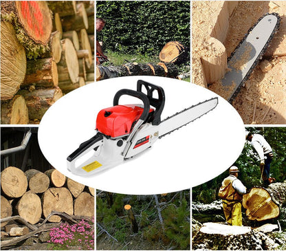 20-Inch 52CC Gas Chainsaw with Aluminum Crankcase & Anti-Vibration Handle for Tree Cutting