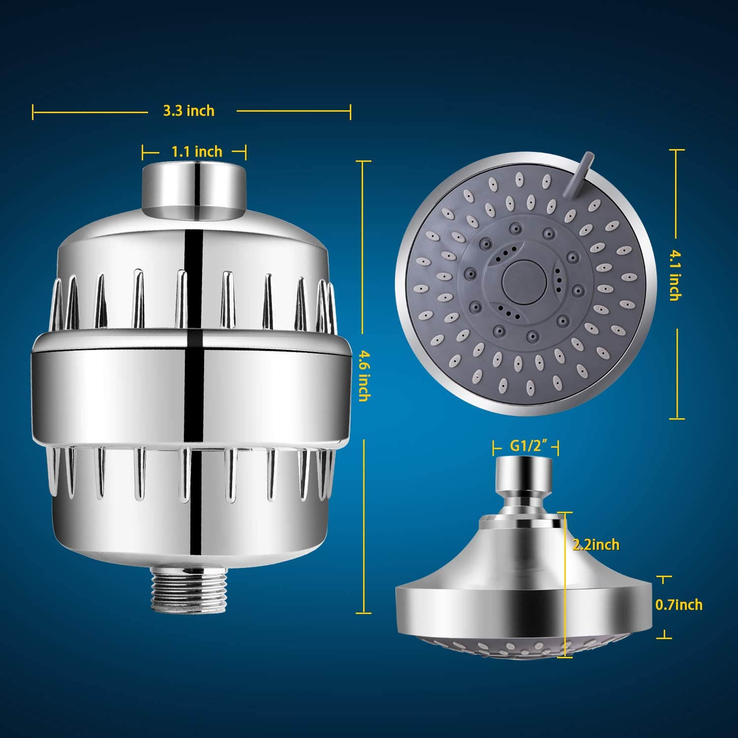 Filtered Shower Head Combo – High Pressure Water Filter Shower