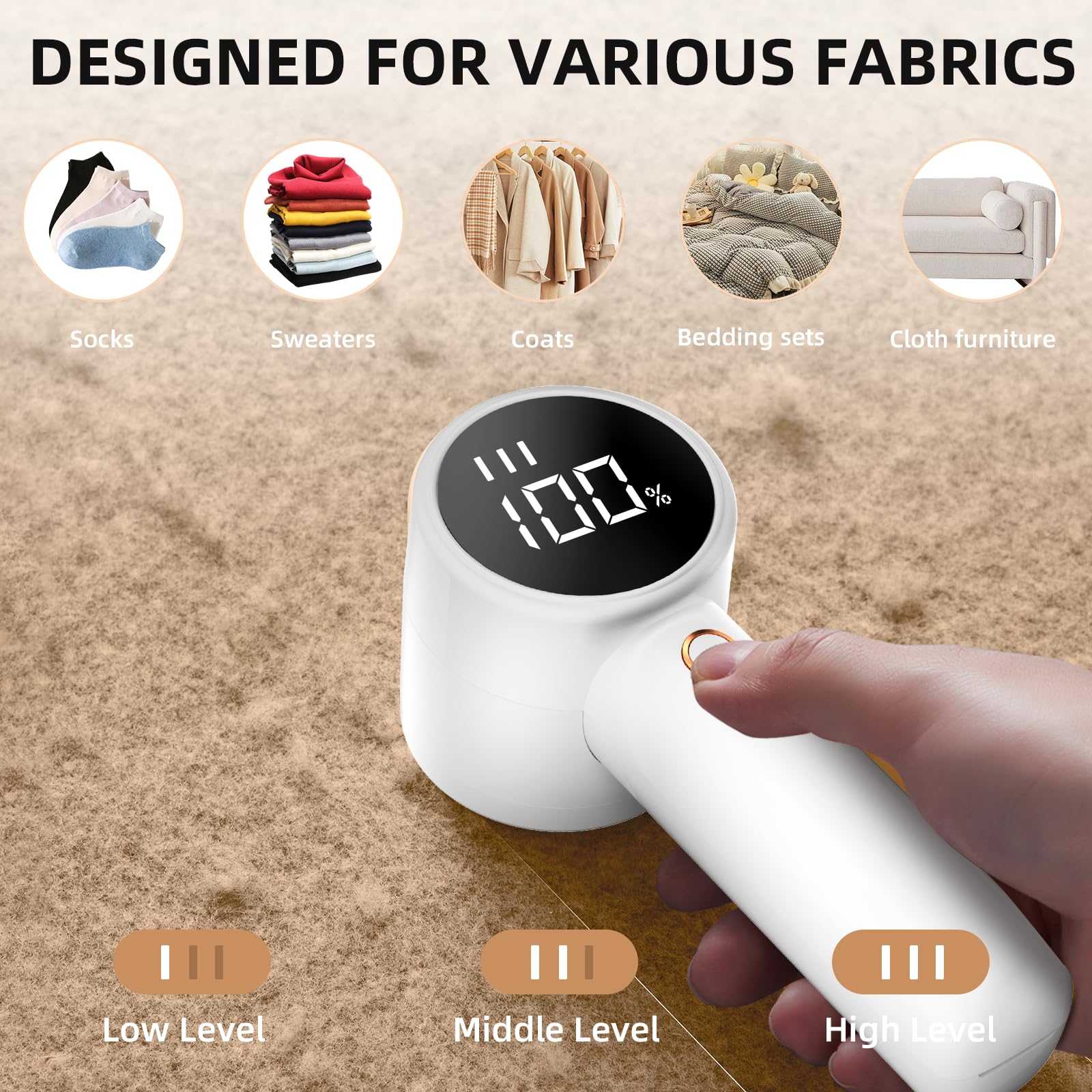 Rechargeable Fabric Shaver – 3-Speed Electric Lint Remover