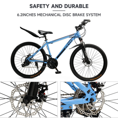 Blue Mountain Bike 26 Inch for Adult, 27-Speed Dual Suspension
