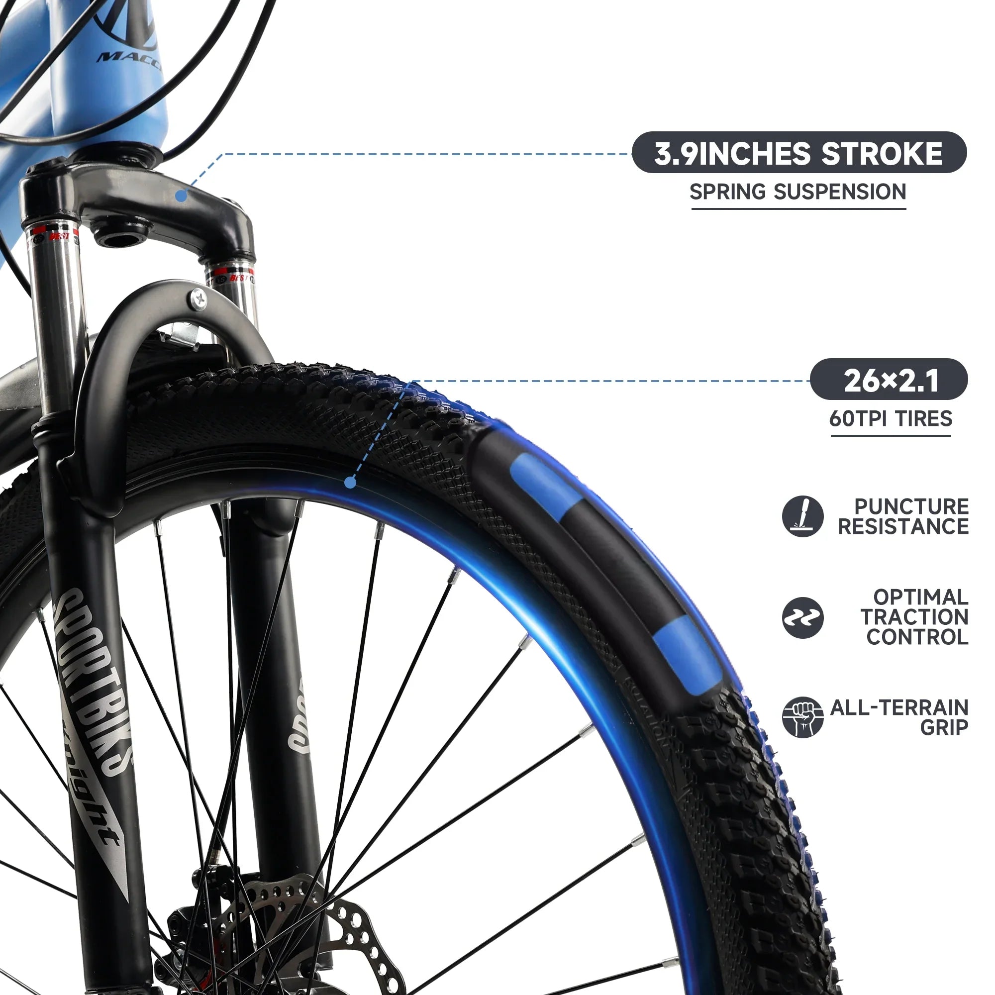 Blue Mountain Bike 26 Inch for Adult, 27-Speed Dual Suspension (Copy)