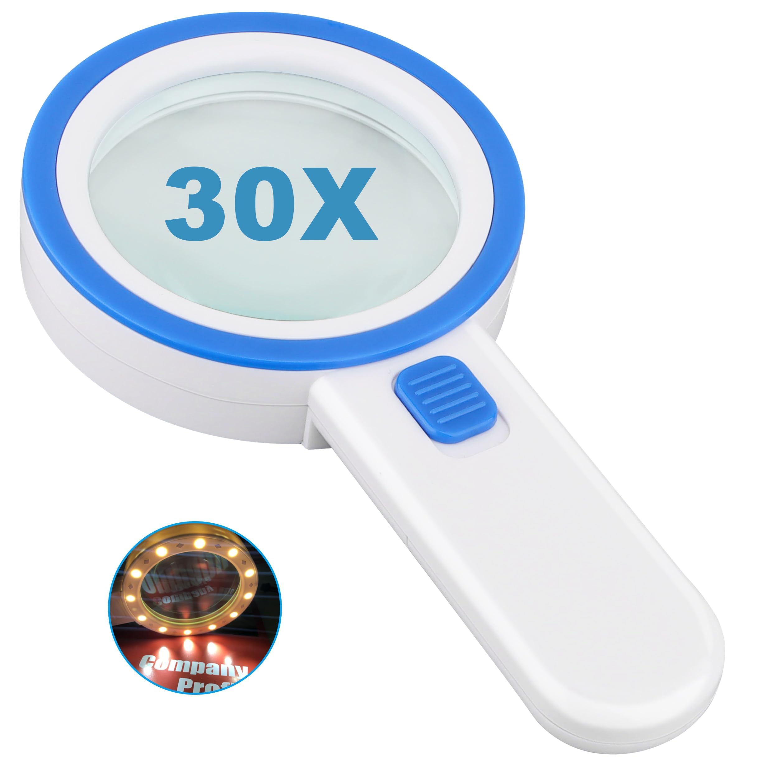 30X LED Magnifying Glass for Seniors