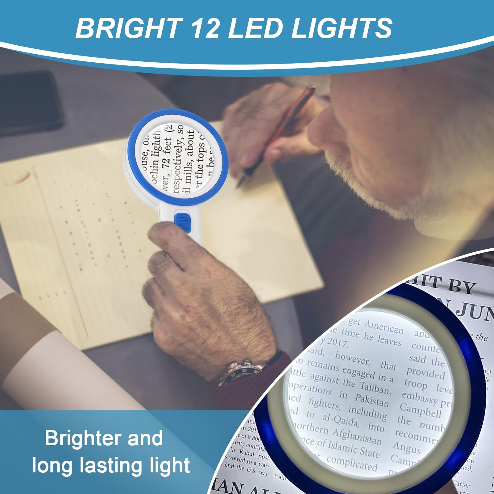 30X LED Magnifying Glass for Seniors