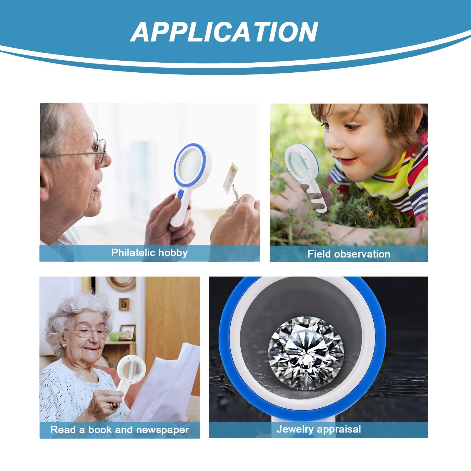 30X LED Magnifying Glass for Seniors