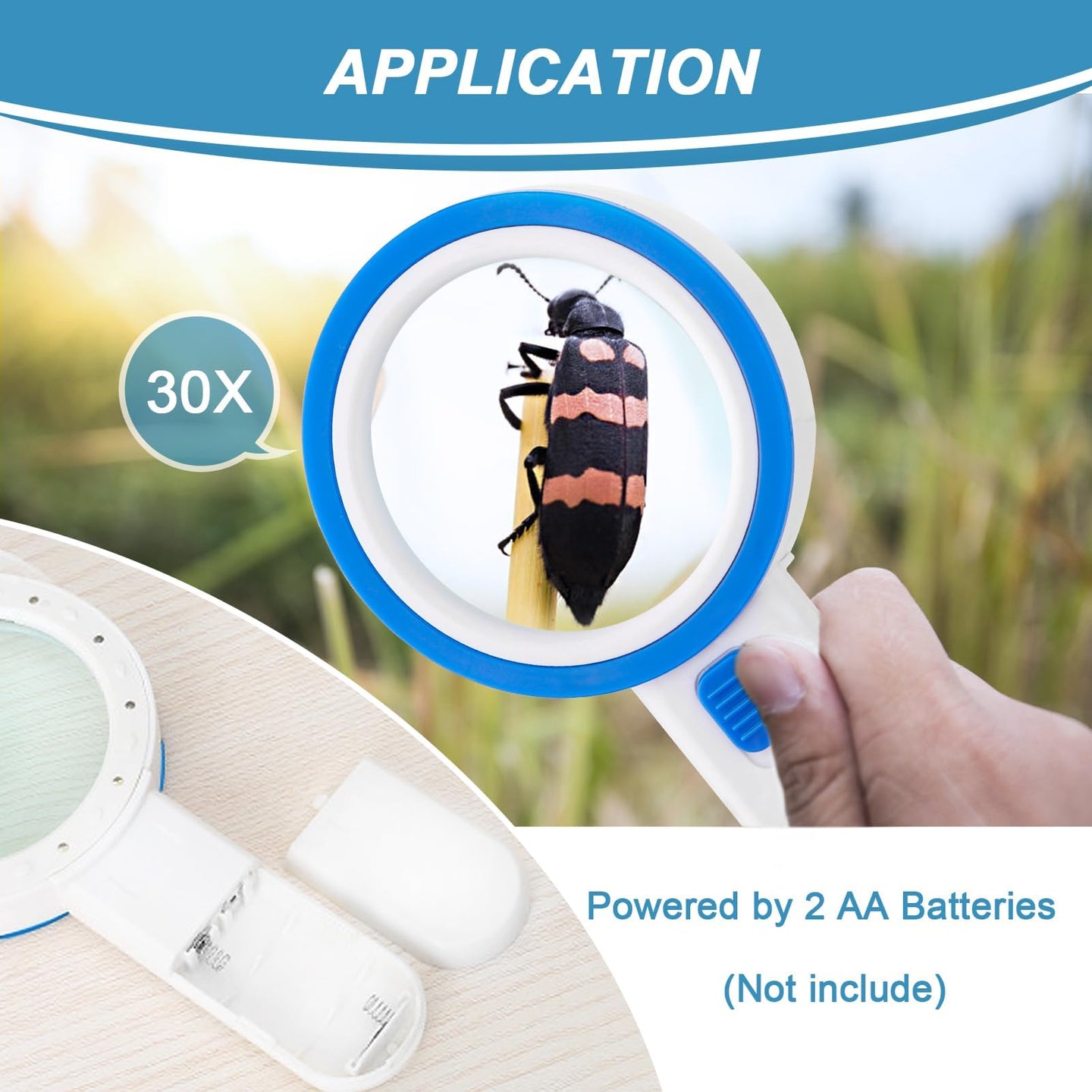 30X LED Magnifying Glass for Seniors