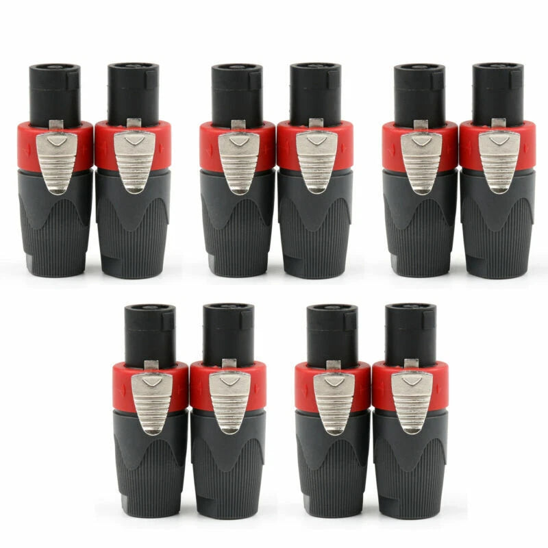 10 Pcs High Quality Speakon 4 Pin Male Plug Compatible Audio Cable Connector Red