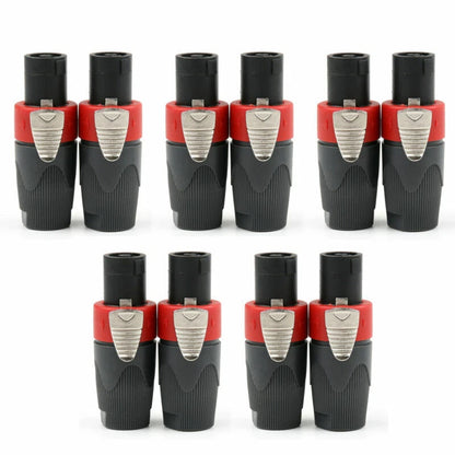 10 Pcs High Quality Speakon 4 Pin Male Plug Compatible Audio Cable Connector Red