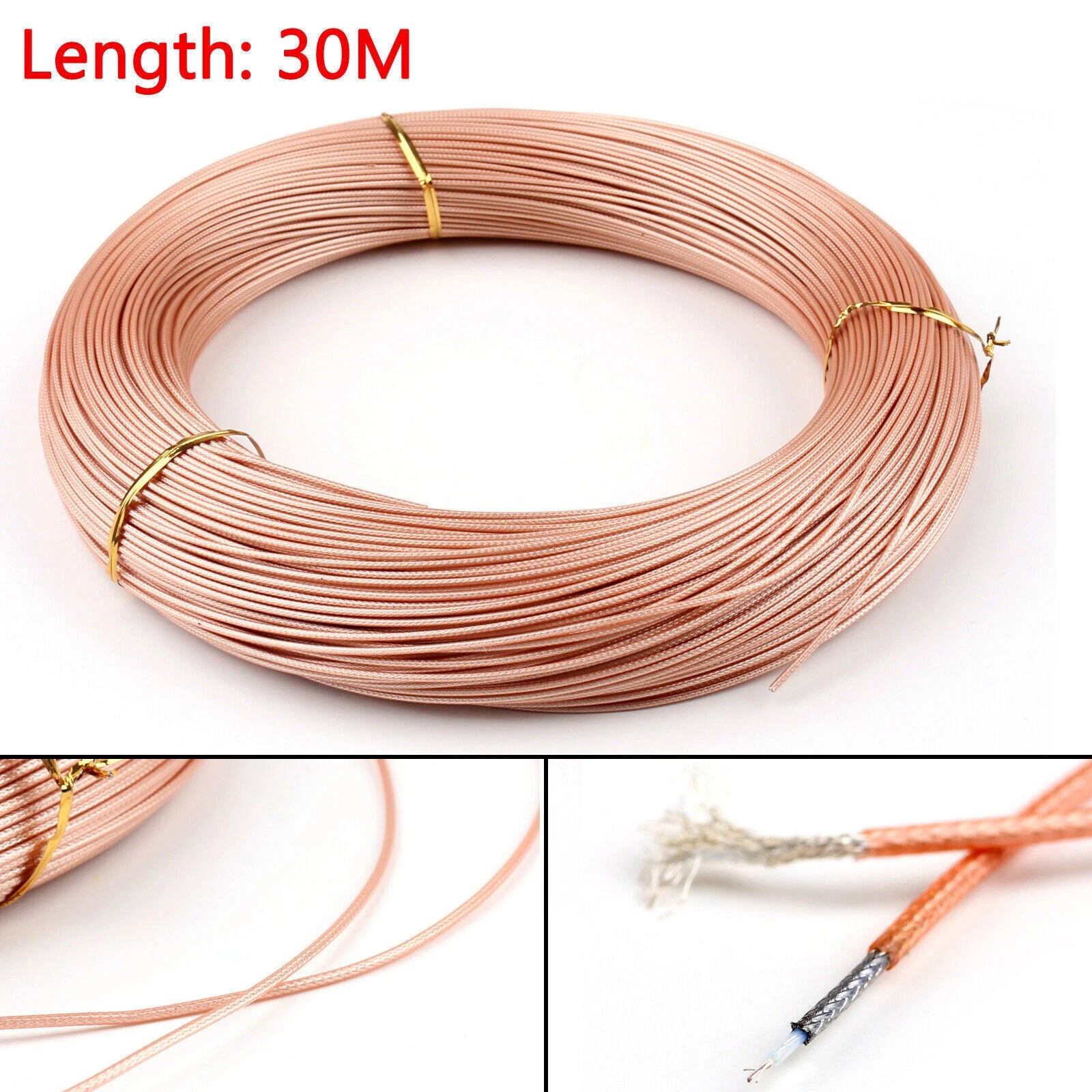 RG178 RF Coaxial Cable Connector 50ohm M17/93-RG178 Coax Pigtail 30m (98ft)