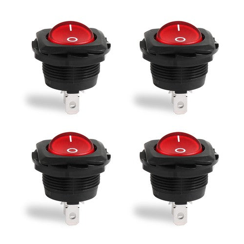 4Pcs Waterproof R13-135B Rocker Switch 3Pin 2 Position ON-OFF 10A/16A Red US