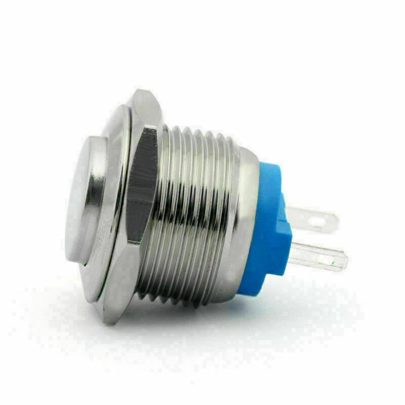 16mm 2 Pin Normally Closed Momentary NC Metal Push Button Switch 36V/2A Flat Round