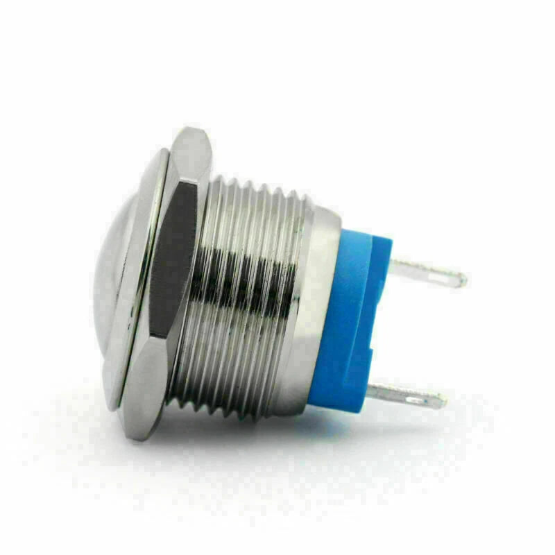 16mm 2 Pin Normally Closed Momentary NC Metal Push Button Switch 36V/2A Flat Round