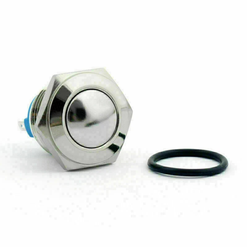 16mm 2 Pin Normally Closed Momentary NC Metal Push Button Switch 36V/2A Flat Round