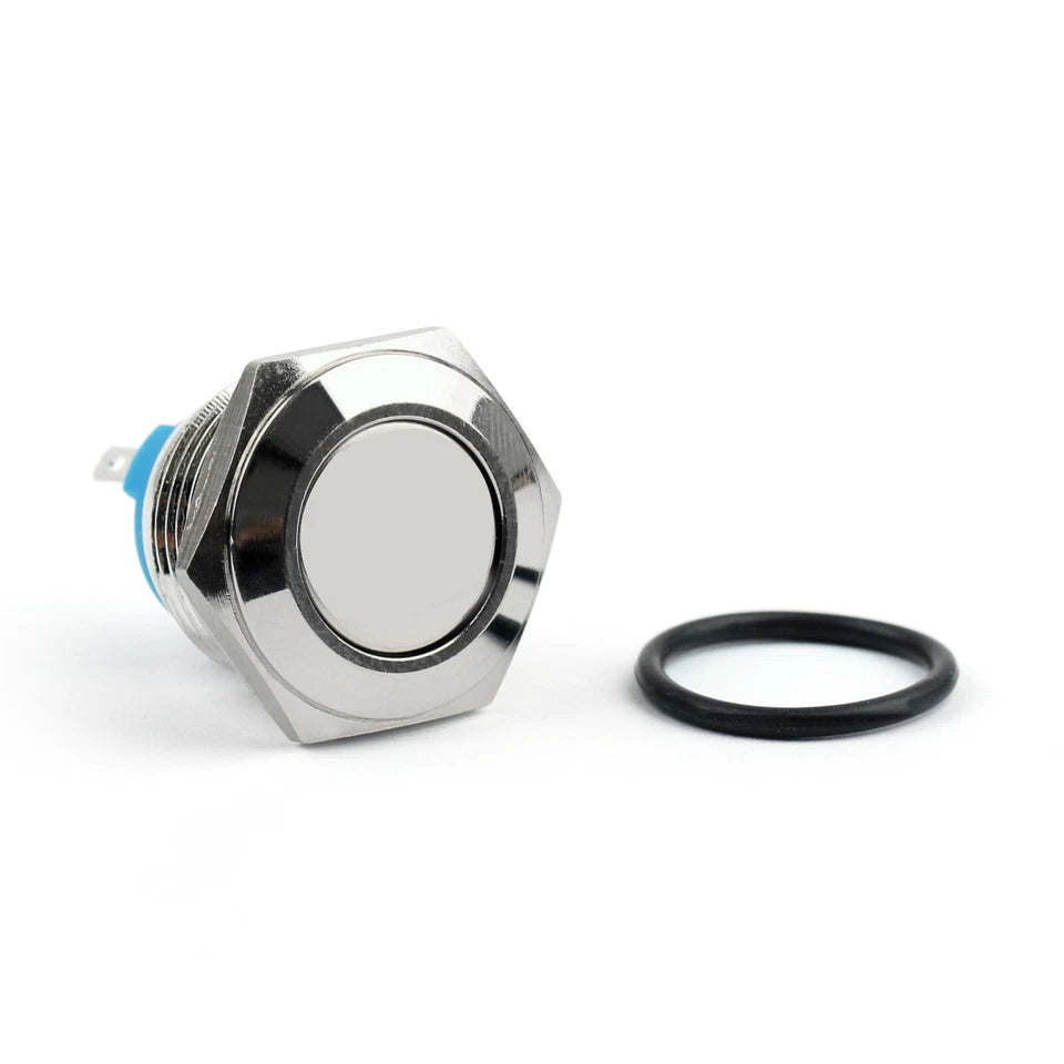 16mm 2 Pin Normally Closed Momentary NC Metal Push Button Switch 36V/2A Flat Round