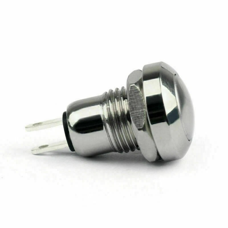 4Pcs 8mm Mini 1NO 2Pin Metal Momentary Push Button Switch 3A/250V For Car/Boat, 4PCS