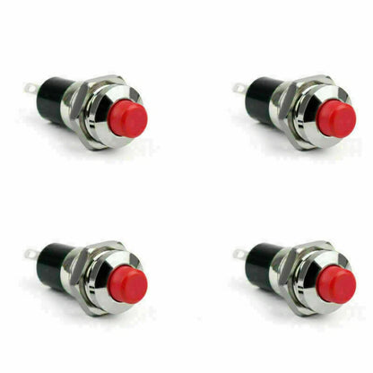 4Pcs RED New Mini Push Button SPST Momentary N/O OFF-ON Switch 10mm Red For Car